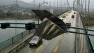 Wind-blown metal gets stuck on Lions Gate Bridge