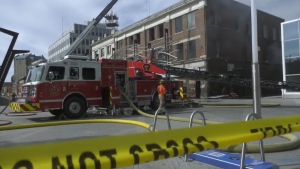 Fire crews on the scene of the Gordon Block fire in downtown Regina on Sept. 25. (Wayne Mantyka/CTV News)