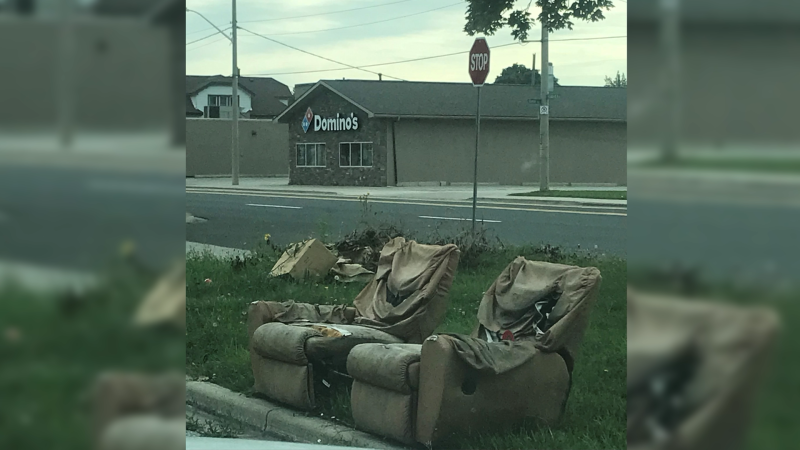 Items on the curb in Windsor, Ont. (Source: Caroline Taylor)