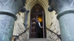 Anthony Rota leaves the speakers entrance of West Block after announcing his resignation as Speaker of House of Commons on Parliament Hill in Ottawa on Tuesday, Sept. 26, 2023. (THE CANADIAN PRESS/Sean Kilpatrick)