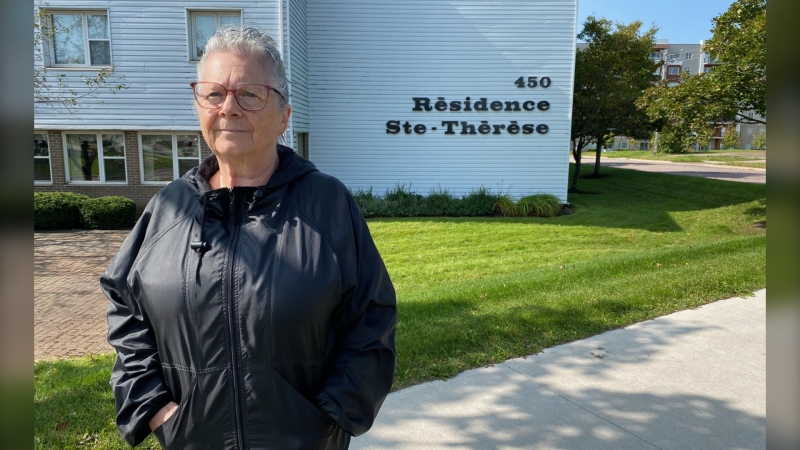Ann Marie Lavigne pictured on Sept. 27, 2023 in front of the Residence Ste. Therese in Dieppe, N.B. (CTV Atlantic/Derek Haggett)