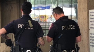 Calgary police investigate reports of shots fired at the Calgary International Airport on Wednesday, Sept. 27, 2023. 