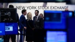 A sign is displayed on the floor of the New York Stock Exchange in New York, Wednesday, June 14, 2023. (AP Photo/Seth Wenig, File)