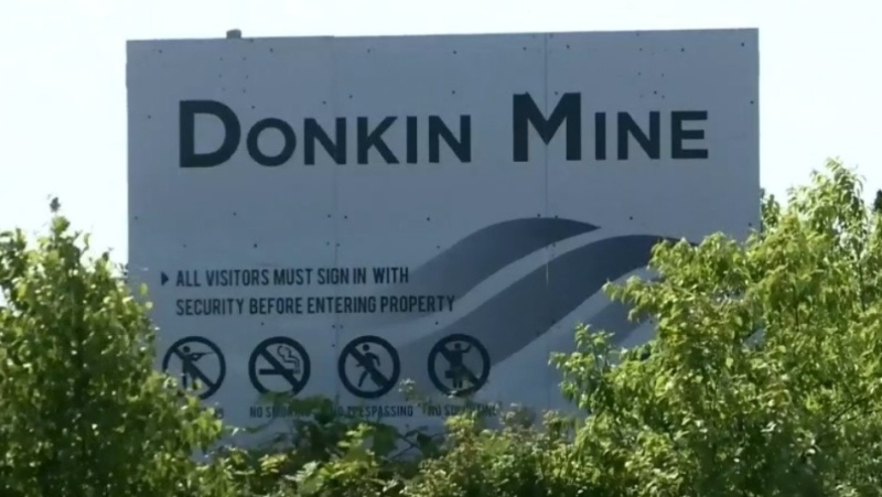 The sign outside of the Donkin Mine, displaying the name of the mine. (CTV/Kyle Moore)