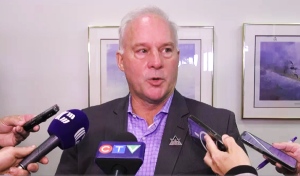 While refusing to name names, Canadore College president George Burton doubled down Thursday on his insistence that a international student protest earlier this month was nothing more than a publicity stunt. (Photo from video)