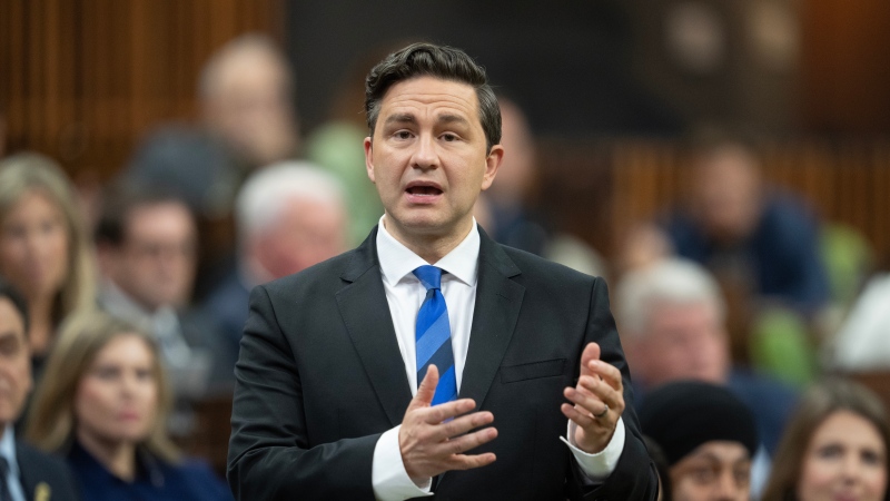 Leader of the Conservative Party Pierre Poilievre rises during Question Period, Thursday, September 28, 2023 in Ottawa. THE CANADIAN PRESS/Adrian Wyld