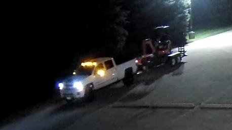 OPP released an image of a white pickup truck in suspected stolen excavator and trailer investigation. (Submitted:OPP)