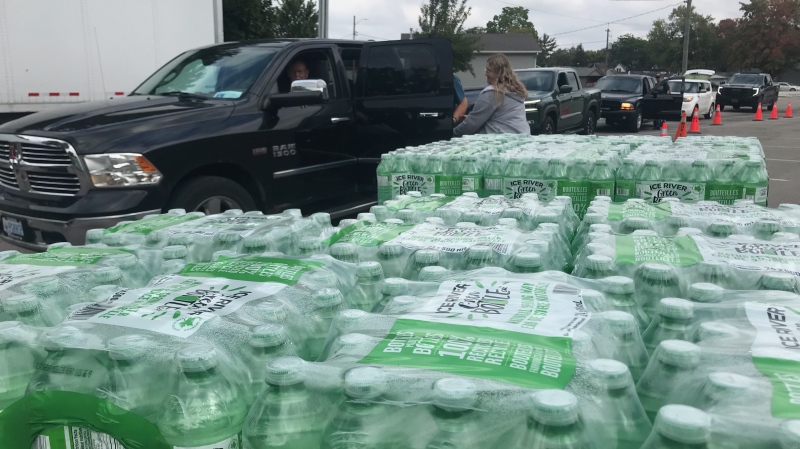 The municipality started offering free bottled water to impacted residents in Tilbury, Ont. (Michelle Maluske/CTV News Windsor)