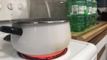Boiling  water at a home in Wheatley, Ont., on Friday, Sept. 29, 2023. (Michelle Maluske/CTV News Windsor)