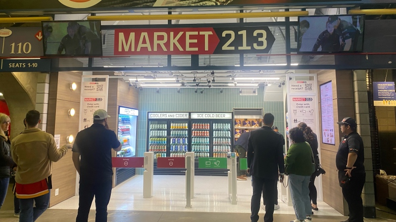 The Scotiabank Saddledome is making use of Amazon's Just Walk Out technology, unveiling the new Market 213 for the 2023-24 season. (Gina Martin/CTV News) 