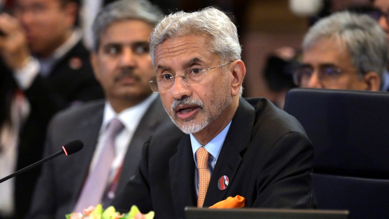 Indian Foreign Minister S. Jaishankar speaks during the ASEAN Post Ministerial Conference with India at the Association of Southeast Asian Nations (ASEAN) Foreign Ministers' Meeting in Jakarta, Indonesia, Thursday, July 13, 2023. (Bay Ismoyo/Pool Photo via AP)