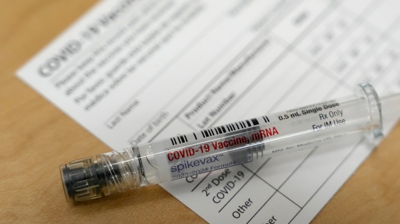 A Moderna Spikevax COVID-19 vaccine is shown at a C at a CVS, Wednesday, Sept. 20, 2023, in Cypress, Texas. (Melissa Phillip/Houston Chronicle via AP)