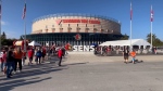Ottawa Senators fans lined up at the Canadian Tire Centre Saturday to attend the 2023 Sens Fan Fest. Sept. 30, 2023. (Shaun Vardon/CTV News Ottawa)
