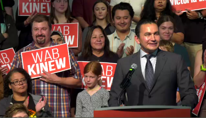 Kinew told NDP members not to take the party's lead in opinion polls for granted and to work to get out the vote for Tuesday's election. (Source: Taylor Brock, CTV News)
