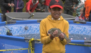 A little rain wasn't enough to keep the kids away from the 4th annual ‘Fall Kids Fishing Day’ at Kinsman Park in Sault Ste. Marie on Sunday. (Mike McDonald/CTV News Northern Ontario)