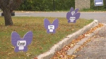 Signs adorned the route of the annual Silent Hearts Walk, an event that supports families that have lost an infant. (Mick Favel/CTV News)