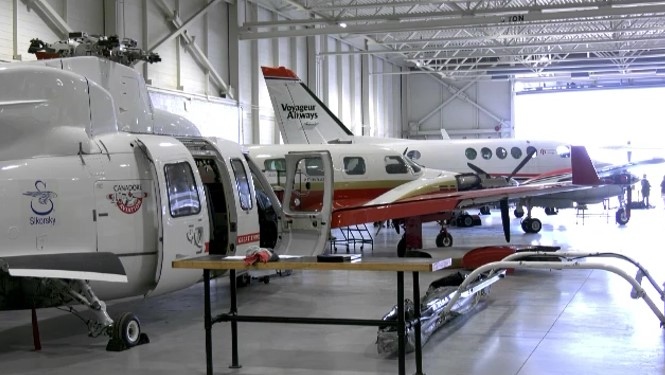 Aircraft in the hangar of Canadore College's aviation program. Oct. 1/23 (Eric Taschner/CTV Northern Ontario)