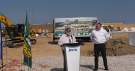 Barrie Mayor Alex Nuttall (right) and Stephen Sperling make the announcement of the new building on Mon., Oct. 2, 2023 (Molly Frommer/CTV News). 