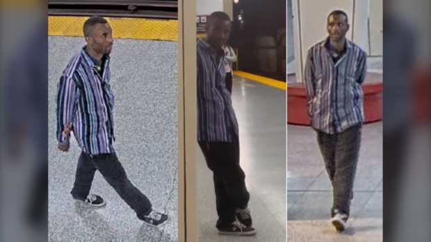 Police have released images of a suspect wanted in connection with an alleged sexual assault at a Toronto subway station on Sept. 3, 2023. (Toronto police handout) 