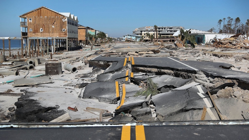 A road is destroyed in Mexico Beach, Florida, after Category 5 Hurricane Michael hit in October 2018. Michael showed the devastating potential of late-season hurricanes. (Joe Raedle/Getty Images)