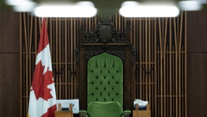 The Speakers chair is seen before the House of Commons begins session, Tuesday, September 26, 2023 in Ottawa. (THE CANADIAN PRESS/Adrian Wyld)