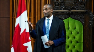 Newly elected Speaker of the House of Commons Greg Fergus chairs his first question period in the House of Commons on Parliament Hill in Ottawa on Tuesday, Oct. 3, 2023. THE CANADIAN PRESS/Sean Kilpatrick