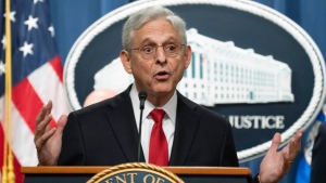 Attorney General Merrick Garland, speaks during a news conference at the Department of Justice, announcing the disruptions of the fentanyl precursor chemical supply chain, Tuesday, Oct. 3, 2023, in Washington. The US is announcing a series of indictments and sanctions against 14 people and 14 firms across China and Canada related to the import of fentanyl into the United States. It's one of the biggest actions the Biden administration has taken against the trafficking of the deadly drug. (AP Photo/Manuel Balce Ceneta)