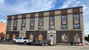 An apartment building in downtown Moose Jaw was under an emergency evacuation order due to numerous fire code violations and a natural gas leak. (Gareth Dillistone / CTV News) 