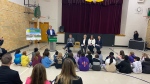 Premier Scott Moe speaks to students and staff at Imperial school. A sod turning for the new school took place Wednesday morning. (Gareth Dillistone / CTV News) 