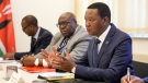 Alfred Mutua, former foreign minister of Kenya, talks during bilateral talks with United States secretary of state Antony Blinken at the G7 Foreign Ministers' Meeting in Muenster, Germany, Friday, Nov. 4, 2022. Mutua has been reassigned to the tourism ministry on Wednesday and the foreign affairs post was assigned to politician Musalia Mudavadi. (AP Photo/Martin Meissner, Pool)
