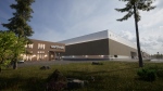 A 3D rendered of the Nortvbolt battery plant, "Northvolt Six," to be built in McMasterville, Que. (Northvolt) 