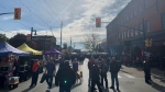 Crowds gather in Port Dover, Ont. for a Friday the 13th biker rally on Oct. 13, 2023. (Colton Wiens/CTV Kitchener)