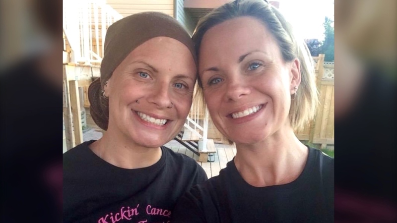 'I could not do this without her': Alberta twins fighting stage 4 breast cancer together