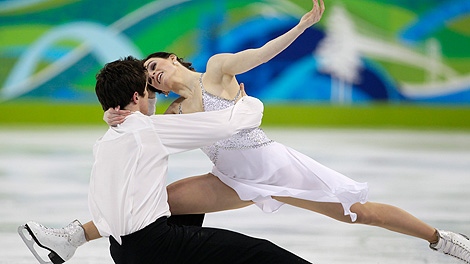 Canada's Tessa Virtue and Scott Moir perform their free dance during the ice dance figure skating competition at the Vancouver 2010 Olympics in Vancouver, British Columbia, Monday, Feb. 22, 2010. (AP Photo/Ivan Sekretarev)