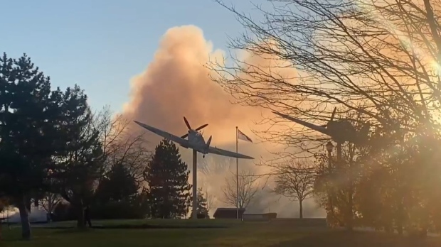 Jackson Park fire in WIndsor, Ont., on Sunday, Nov. 12, 2023. (Bob Bellacicco/CTV News Windsor)