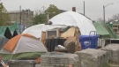 An encampment in Kitchener is pictured in a file photo. (CTV Kitchener)