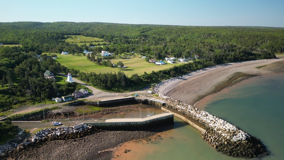 A drone-captured photo of the Hampton Shore, N.S.