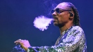 Rapper Snoop Dogg performs during a concert at Lanxess Arena, Thursday, Sept. 21, 2023, in Cologne, Germany. (Henning Kaiser/dpa via AP)