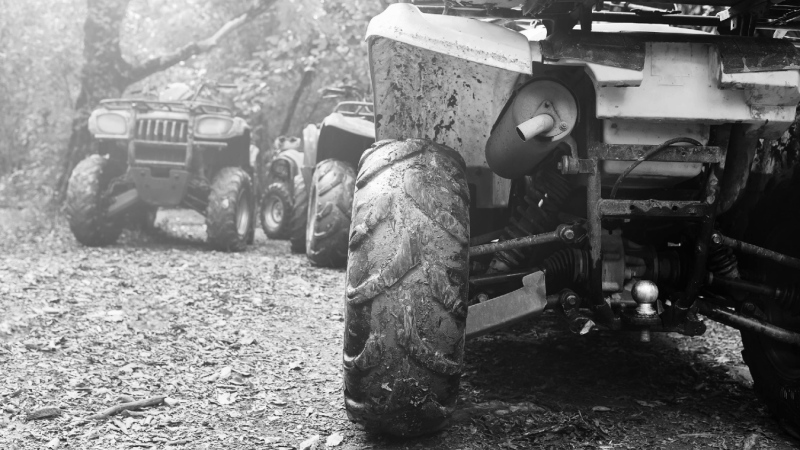 Black and white photo of multiple all-terrain vehicles. (File photo/Supplied/OPP)