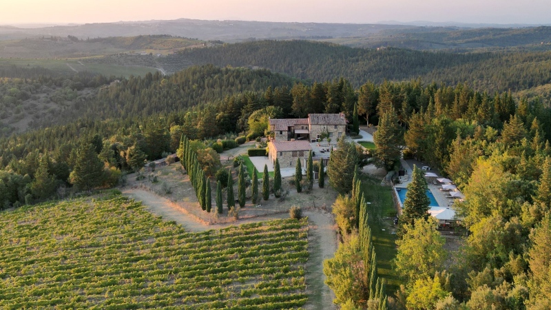 The setting sold the couple on the farmhouse tucked among vineyards. (Courtesy Villa Ardore)