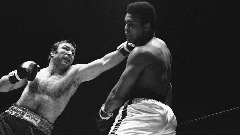 In this May 1, 1972, file photo, George Chuvalo connects with a left to the head of Muhammad Ali in the first round of their scheduled 12-round fight in Vancouver. (AP Photo/File)