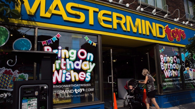 A customer walks into Mastermind Toys store on Queen St. East in Toronto on Tuesday, September 19, 2017. THE CANADIAN PRESS/Chris Donovan
