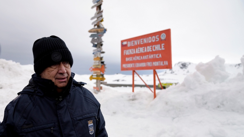 United Nations Secretary-General Antonio Guterres stands outside the Eduardo Frei Air Force Base in King George Island, Antarctica, Thursday, Nov. 23, 2023. Guterres is on a three-day official visit to Antarctica. (AP Photo/Jorge Saenz)