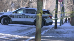The Winnipeg Police Service (WPS) on the scene of a serious incident in the 100 block of Langside Street on Nov. 26, 2023. (Source: Alexandra Holyk, CTV News)