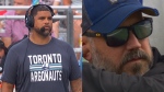 Corey Mace (L) and Buck Pierce (R) are reportedly finalists to become the next head coach of the CFL's Saskatchewan Roughriders. (CFL/TSN)