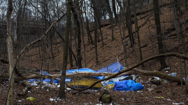 A homeless encampment is pictured in Toronto, Thursday, Dec. 10, 2020. THE CANADIAN PRESS/Chris Young