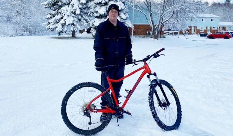 A Greater Sudbury man wants the city to clear bike lanes and pathways during winter following inclement weather. Andrew Way said he needs his bicycle to get around during all seasons of the year. (Angela Gemmill/CTV News)