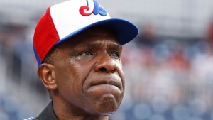 Tears roll down the cheeks of former Montreal Expos Andre Dawson as the Washington Nationals honor his induction into the Baseball Hall of Fame during a baseball game against the Florida Marlins Tuesday, Aug. 10, 2010 in Washington. (AP Photo/Manuel Balce Ceneta)
