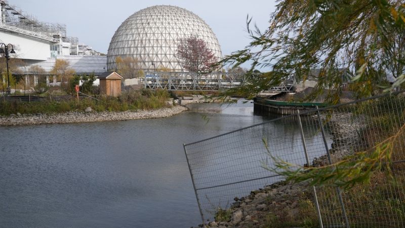 An area fenced off for construction work is seen at Ontario Place in Toronto, on Friday, November 3, 2023. THE CANADIAN PRESS/Chris Young
