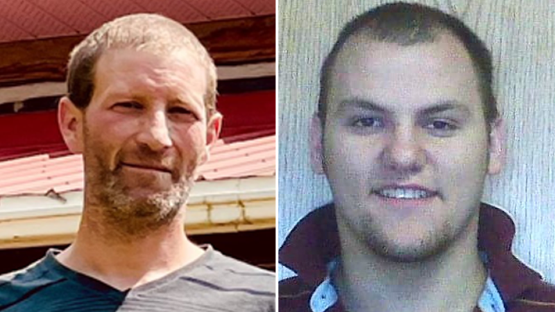 42-year-old Lawrence Bertrim (left) was last seen around 11 p.m. on Sept. 30, 2022 in downtown Smiths Falls. 34-year-old Robbie Thomson (right) went missing sometime between Oct. 12 and 18 of this year. (OPP)